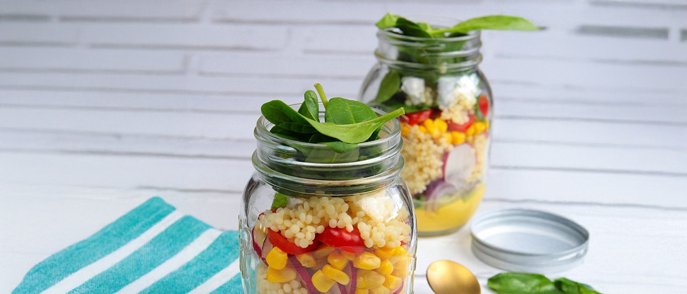 SALADE REPAS DE COUSCOUS EN PERLES EBLY® "MASON JAR"