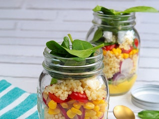 SALADE REPAS DE COUSCOUS EN PERLES EBLY® "MASON JAR"